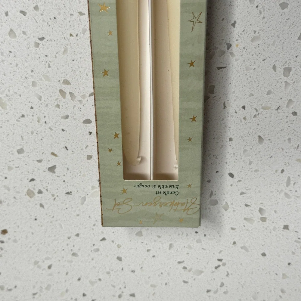 NIB Die Spiegelburg Taper Candle Set Teal Cream German‎ Holiday Decor 18333